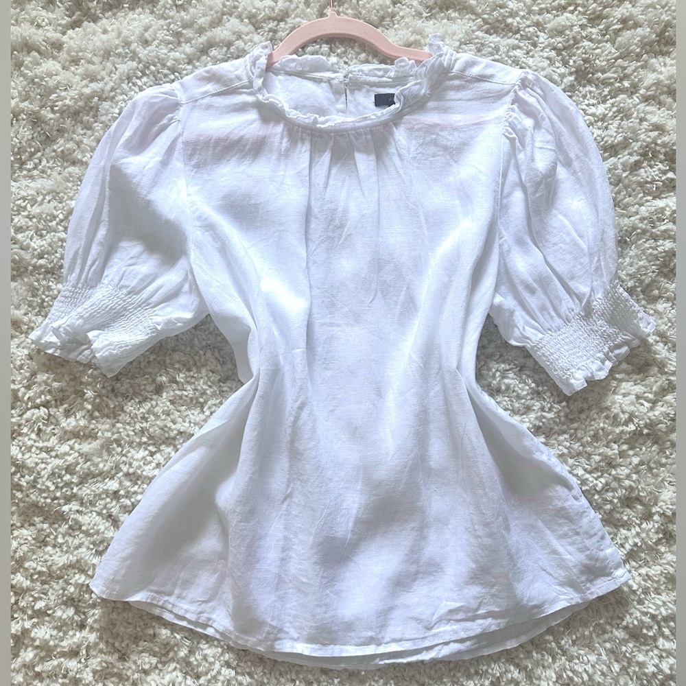 Jcrew Breathable White Linen Shirt, Size L